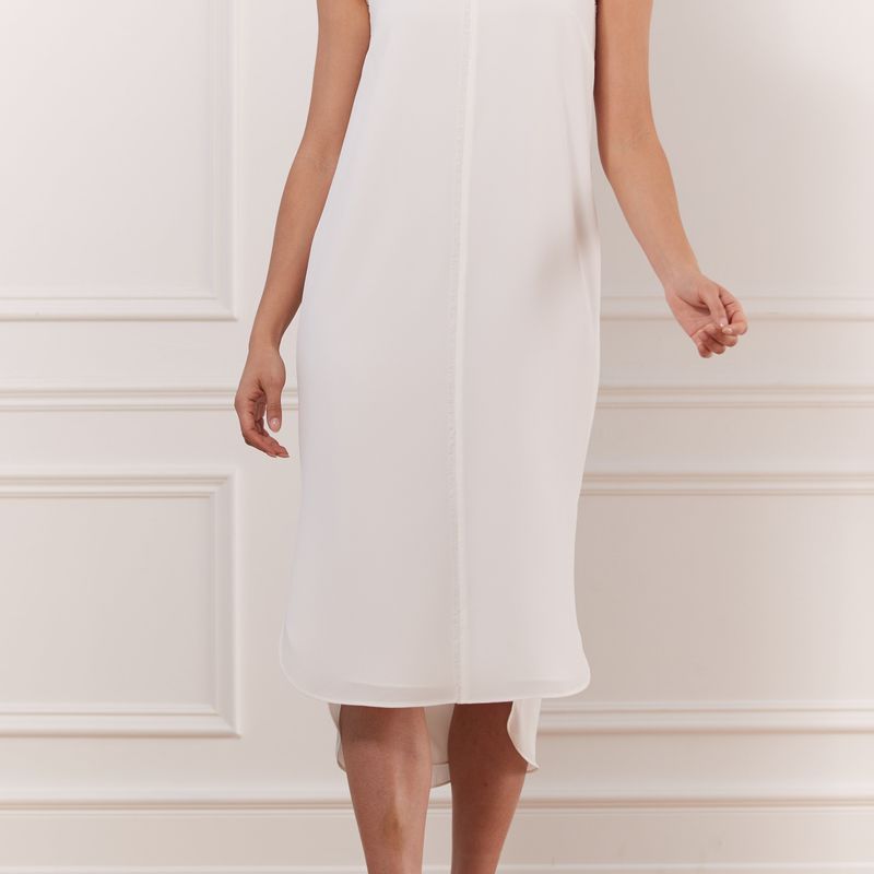 Soft Crinkle Sleeveless Dress Wth Chiffon Detail