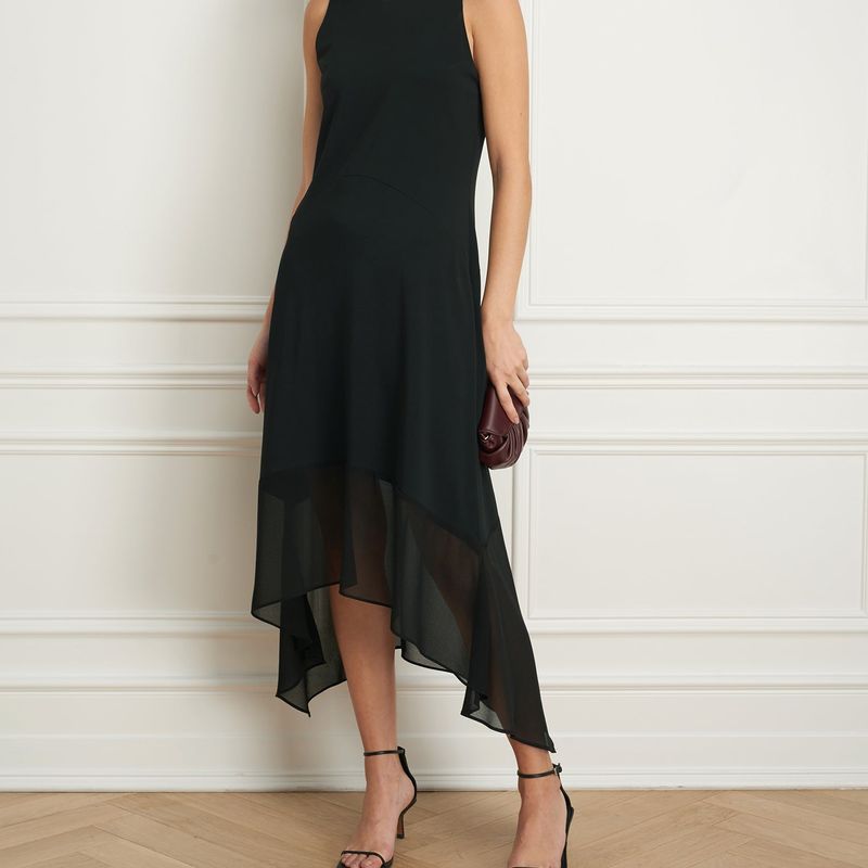 Sleeveless dress wth chiffon combo