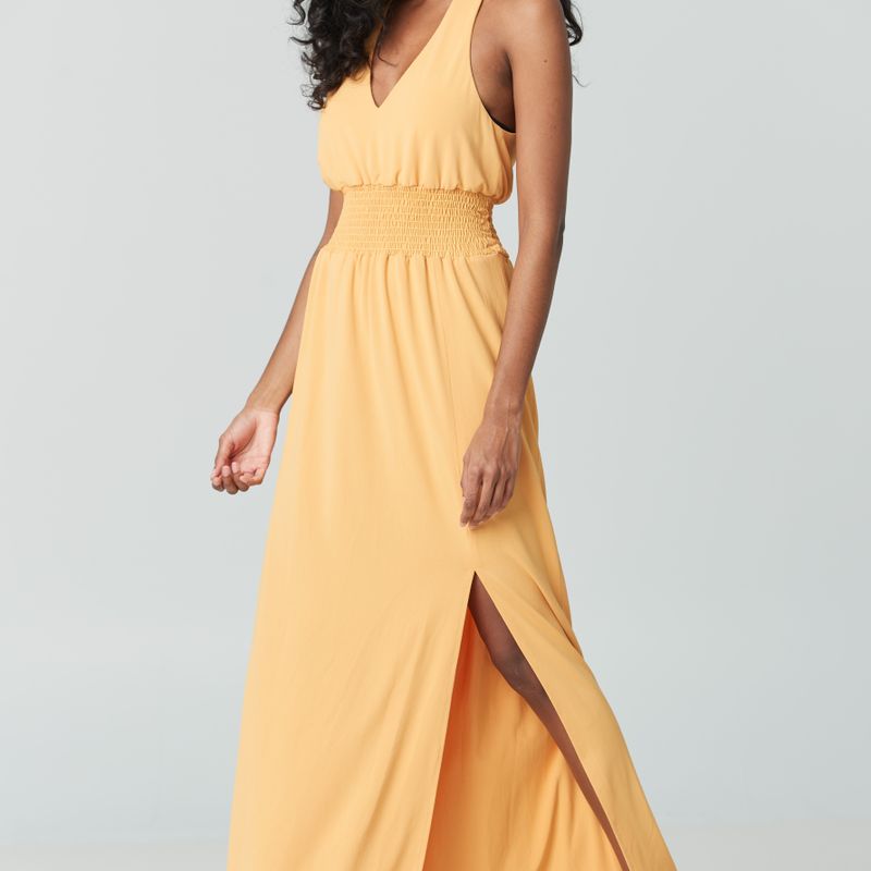 Robe maxi taille froncée