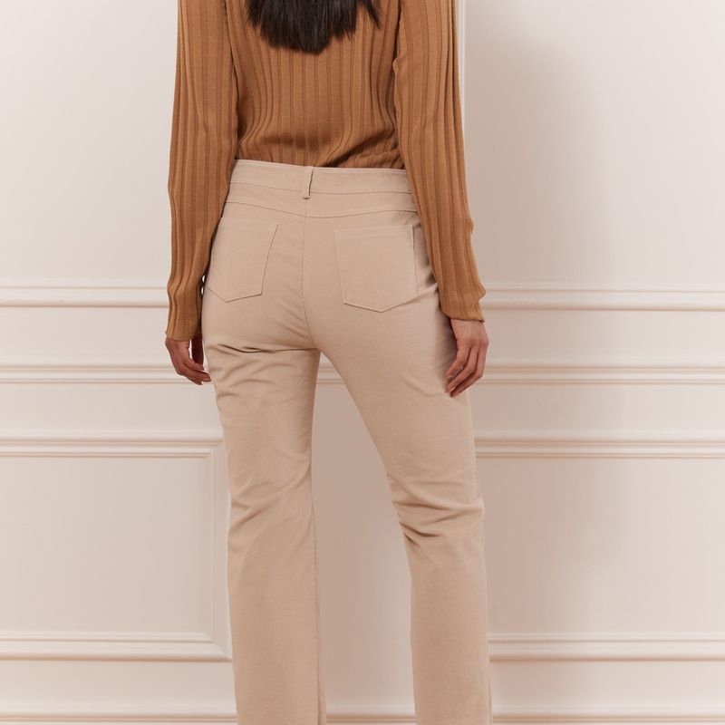 Straight leg crop pant faux suede insert