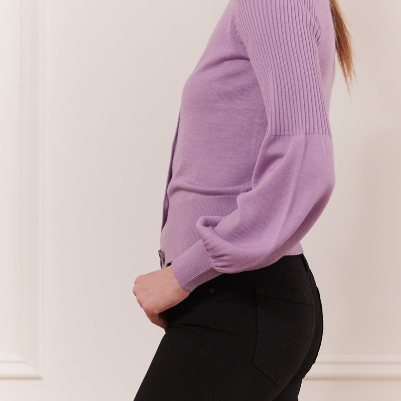 Cardigan court manche demi bouffante