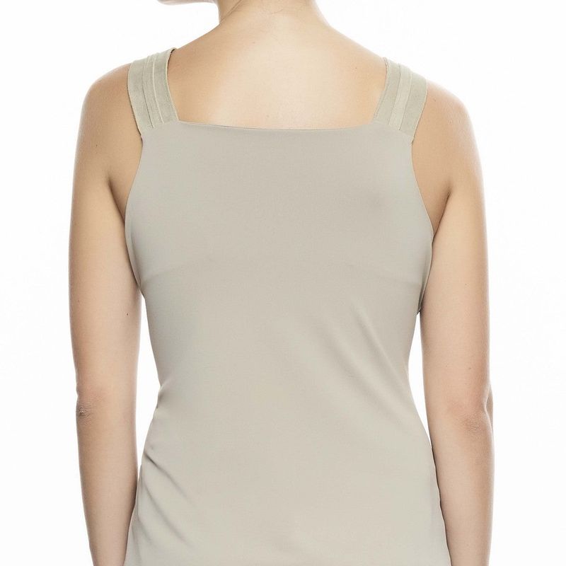 Sleeveless V-Neck Top With Suede Straps