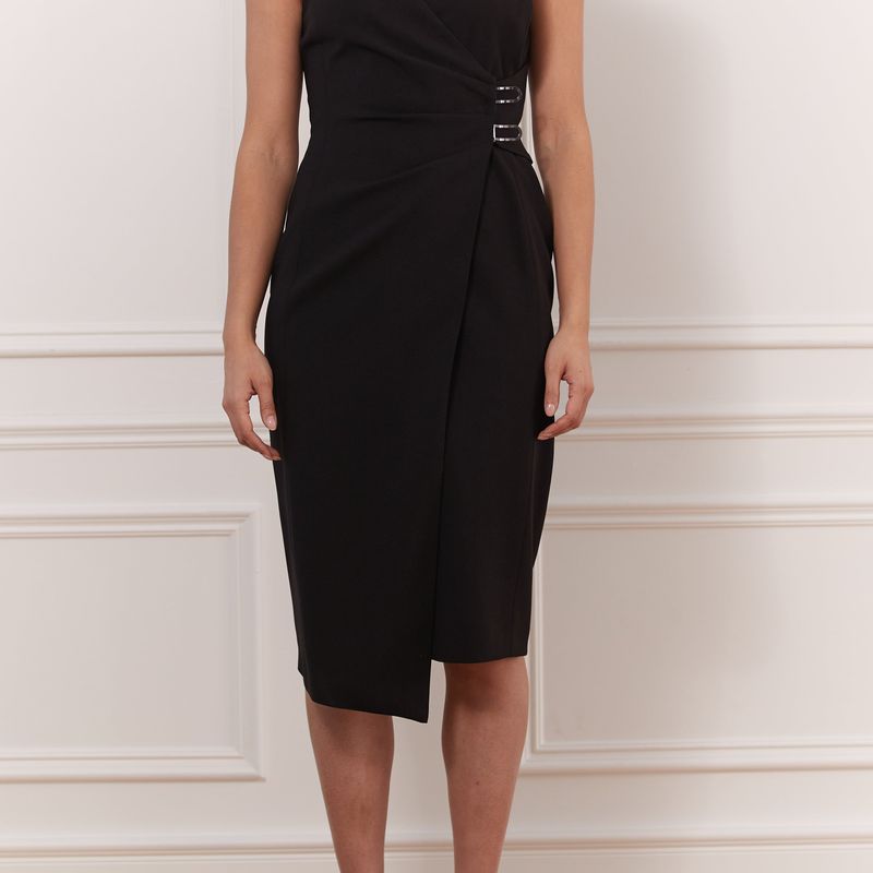 Stretch Crepe Wrap Dress