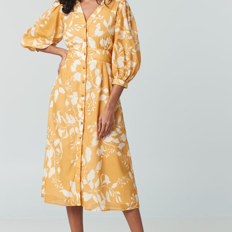 Robe boutonnée manche bouffante