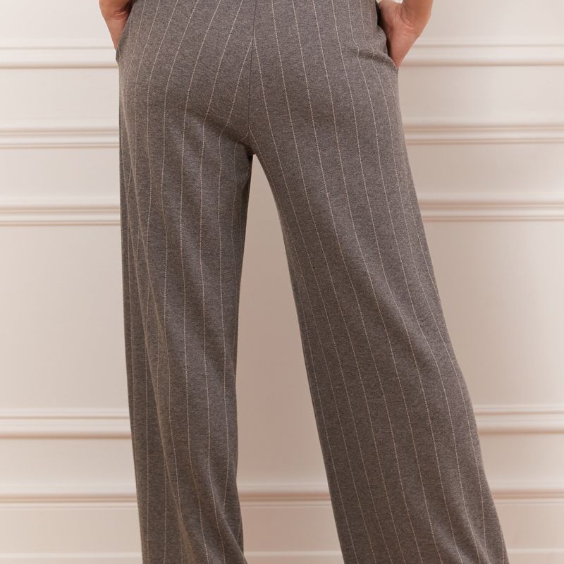 Pantalon jambe large taille en tricot