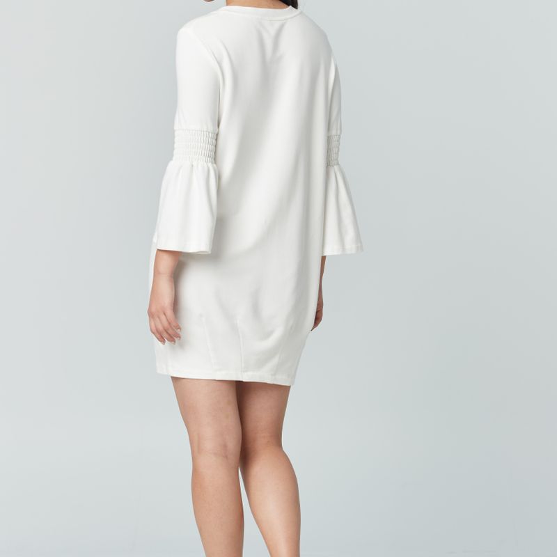 Crew neck dress with bell sleeve
