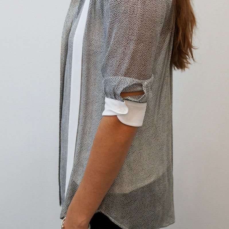 Mini Dot Short Sleeves Top With Scarf