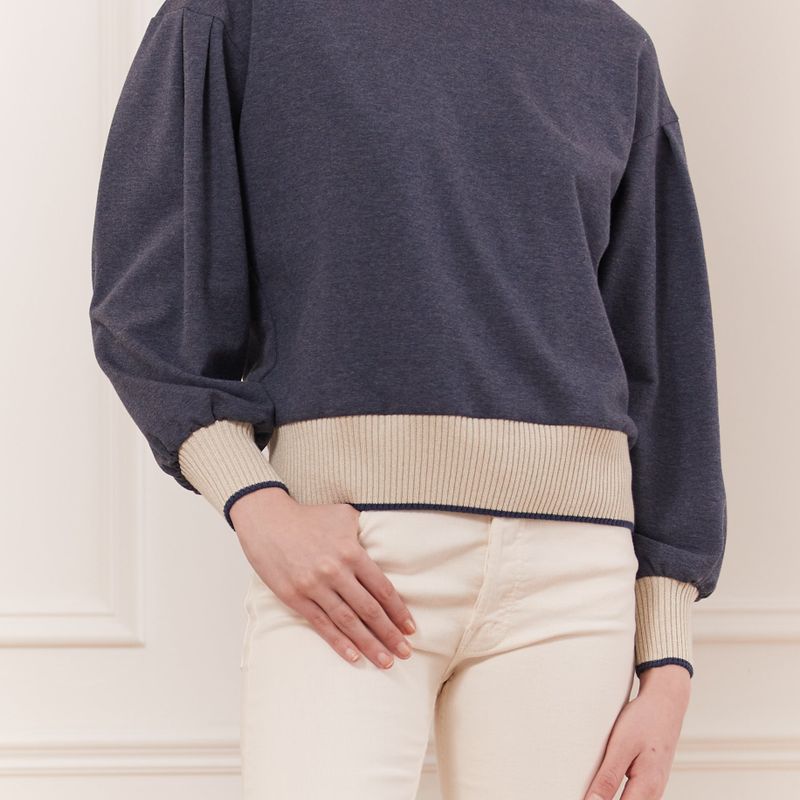 Sweatshirt col rond bande cotelée