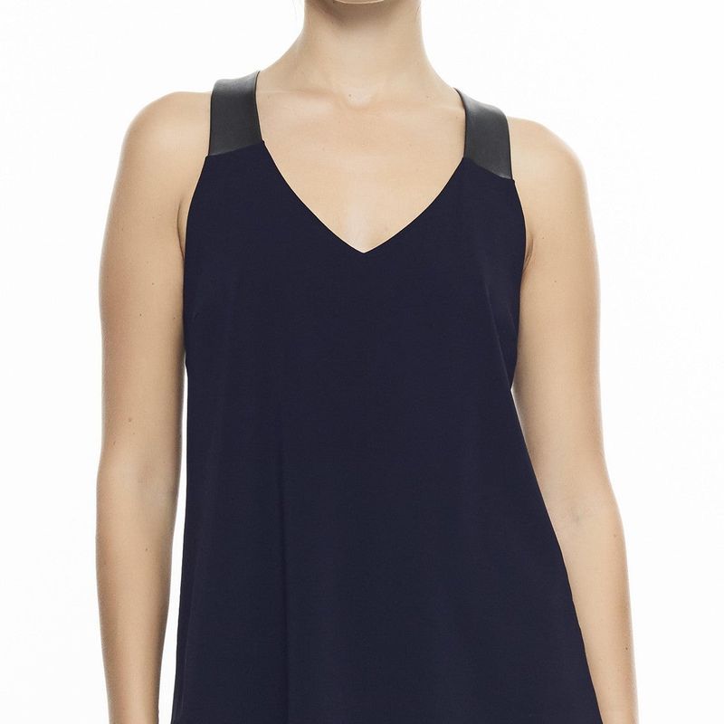Sleeveless Cami With Black Leather Shoulder Straps