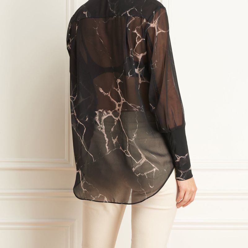 Marble Print Long Sleeves Blouse