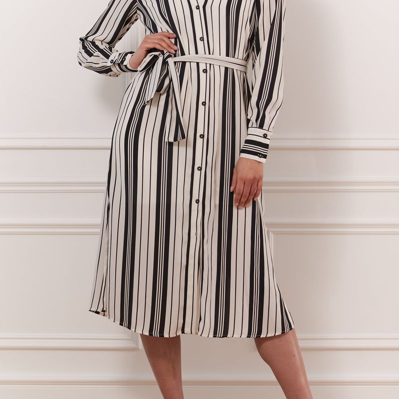 Striped button down dress with Belt