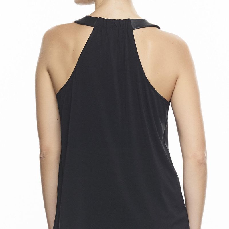 Sleeveless Cami With Black Leather Shoulder Straps