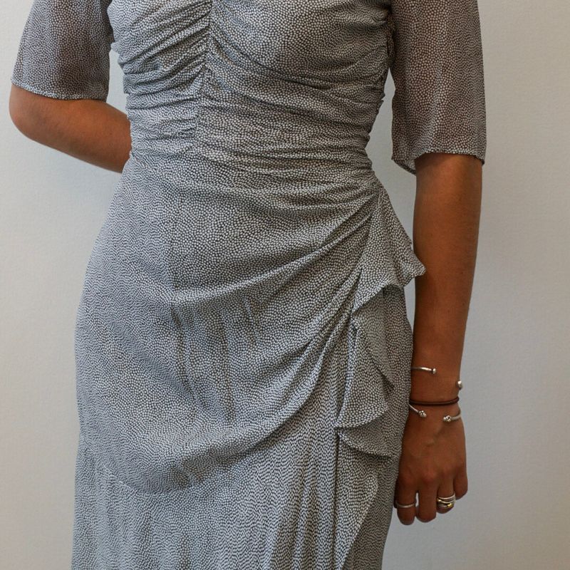 Mini Dot Rouched Dress