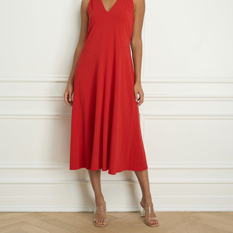 Sleeveless dress with panel cut skirt
