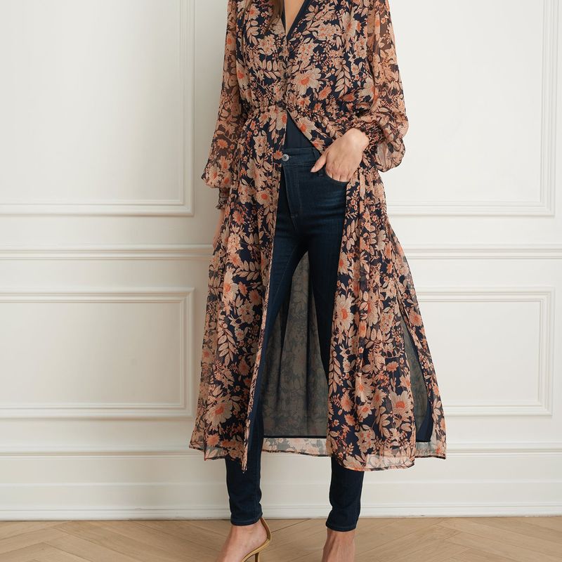 Button front dress with side slit