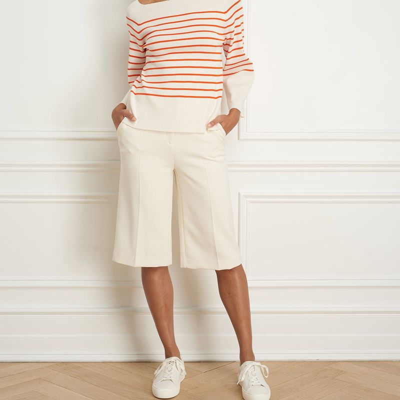 Striped boatneck Viscose rib knit