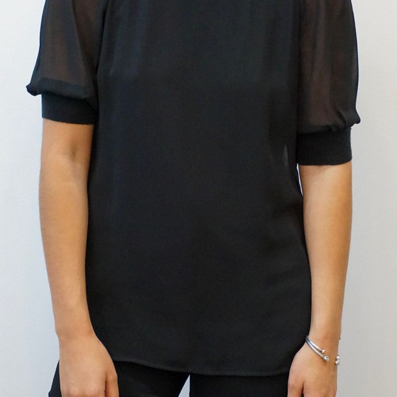 High Neck Short Sleeves Blouse
