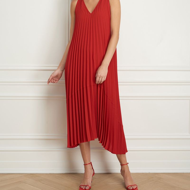 Pleated reversible maxi dress