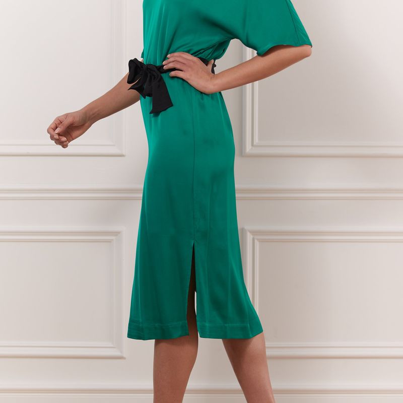 Jade dress with gros grains belt
