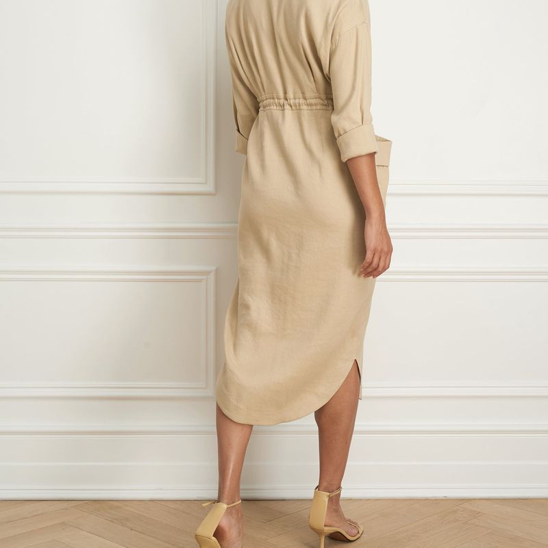 Belted shirt dress wth patch pocket