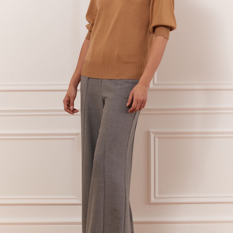 Sweater with gigot sleeve & mock neck