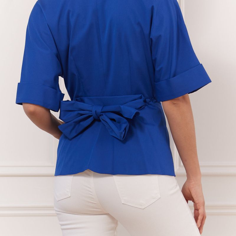 Fine Cotton Belted Short Sleeves Jacket