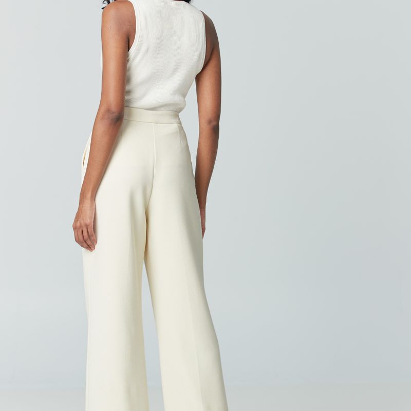 Basket Weave Pantalon Jambe Large