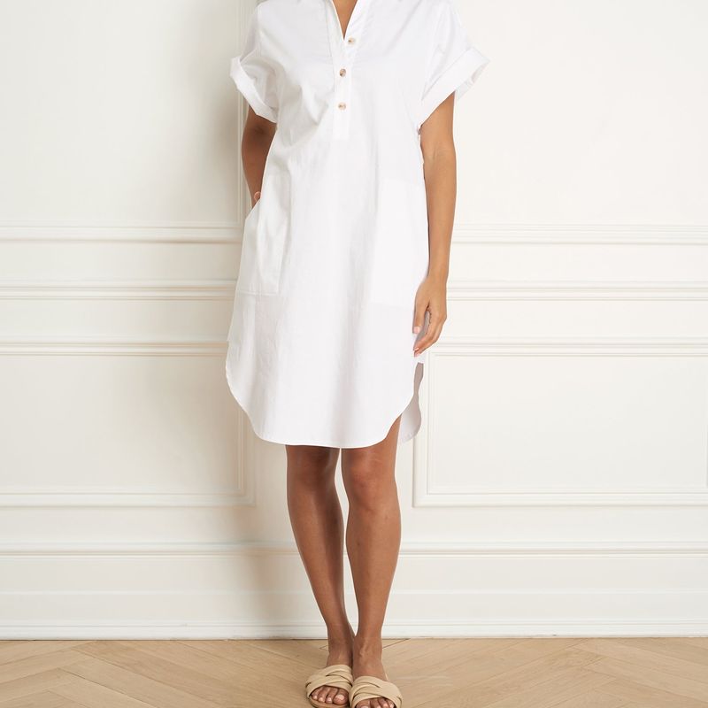 Shift dress wth rolled sleeve