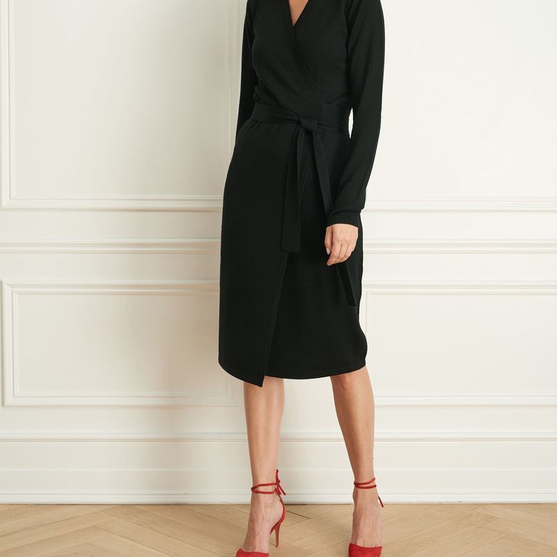 Merino Blend Wrap Dress