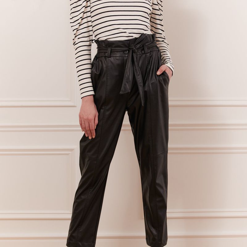 Pantalon taille haute faux cuir