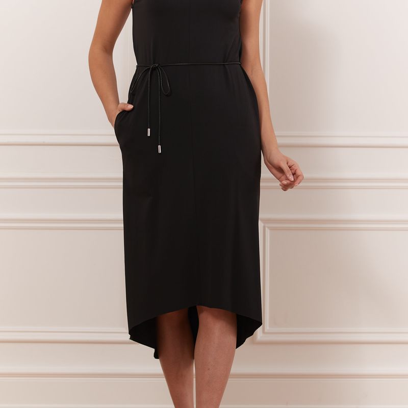 Matte Jersey Knotted Dress Wth Belt