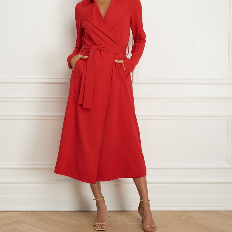 Matte jersey trench coat