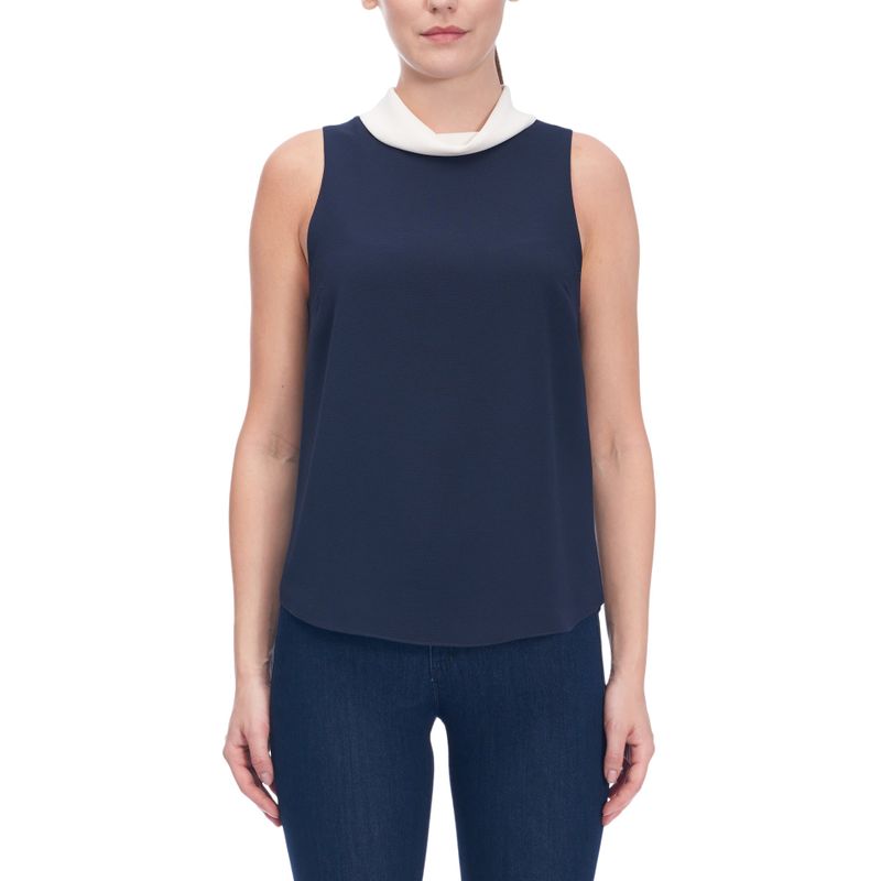 Soft Crinkle Color Block Sleeveles Top