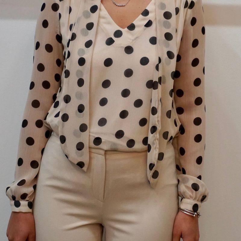 Polka Dot Blouse With Scarf