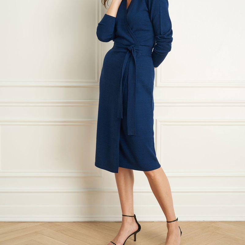 Merino Blend Wrap Dress