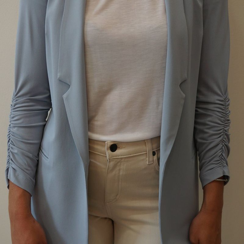 Single Button Jacket Ruched Sleeves