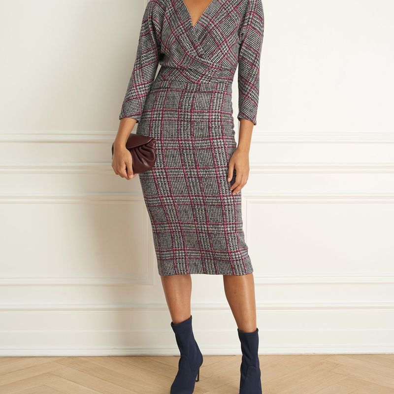 Plaid Wrap Dress