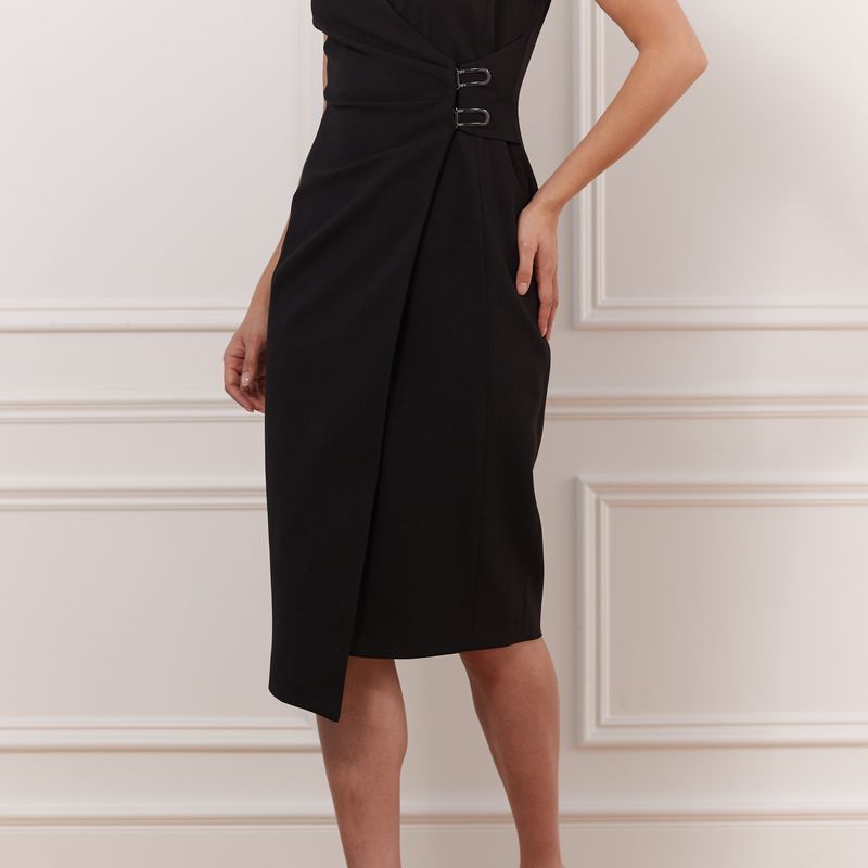 Stretch Crepe Wrap Dress