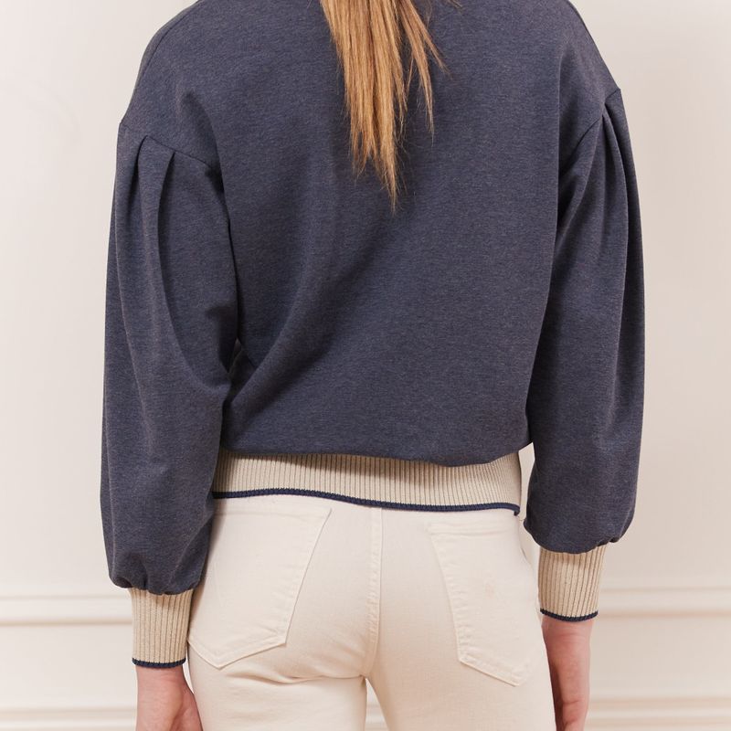Sweatshirt col rond bande cotelée
