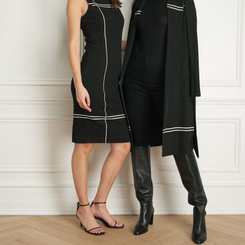 Long manteau noir avec ceinture