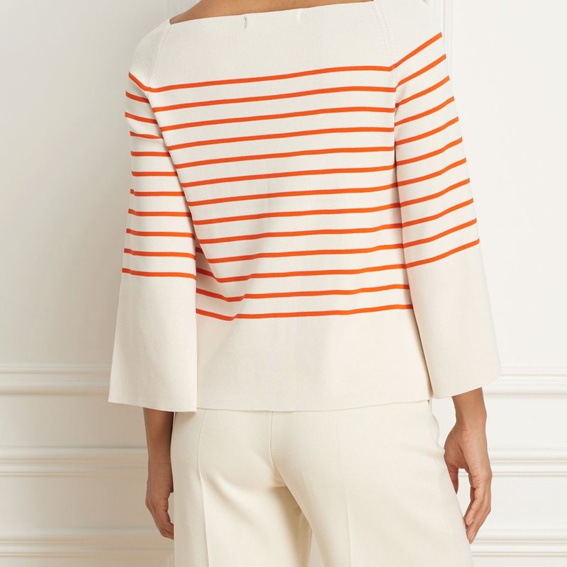 Striped boatneck Viscose rib knit