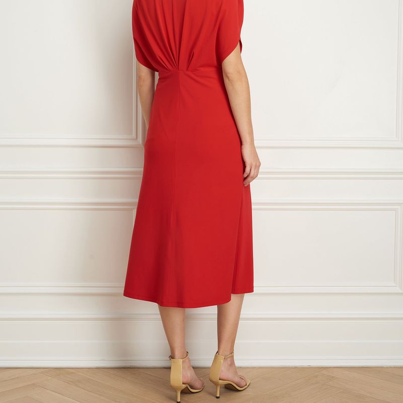 Matte jersey v-neck dress
