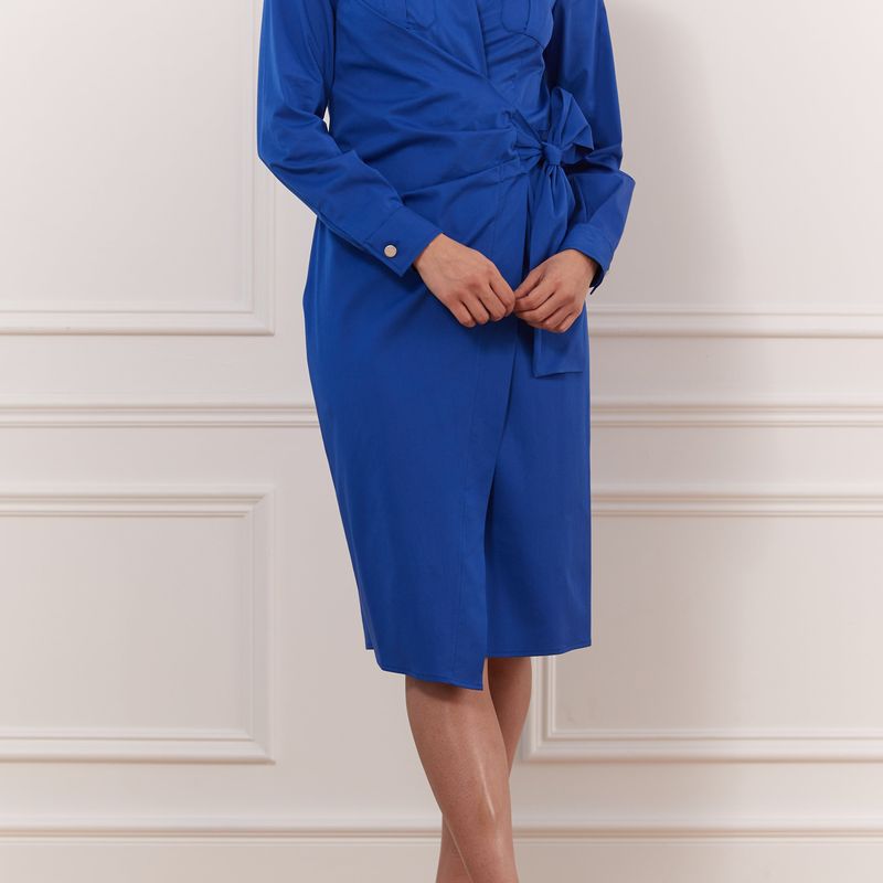 Fine Cotton Wrap Dress Wth Pockets