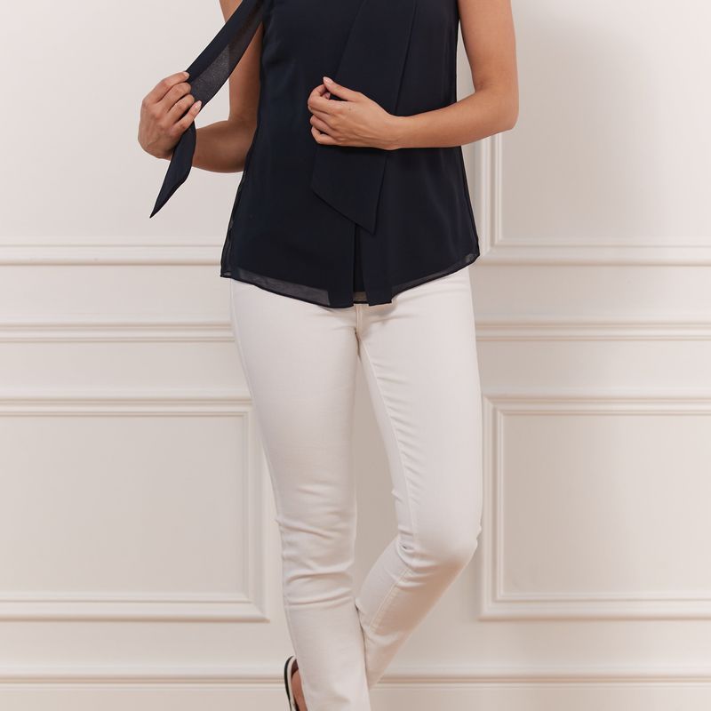 Sleeveless Top With Detachable Scarf