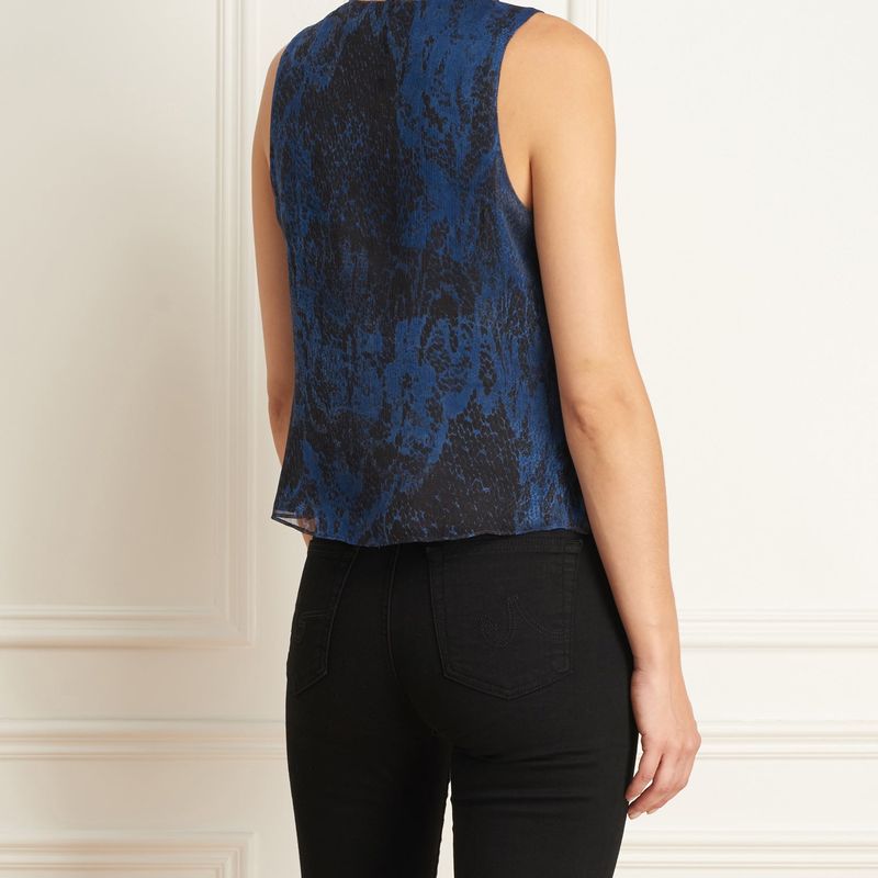Blouse Imprimée Sans Manche Avec Foulard