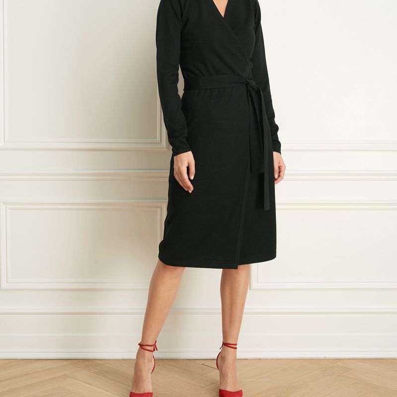 Merino Blend Wrap Dress
