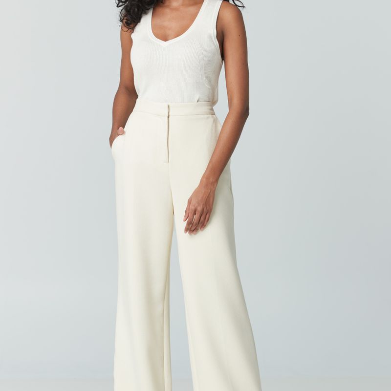 Basket Weave Pantalon Jambe Large