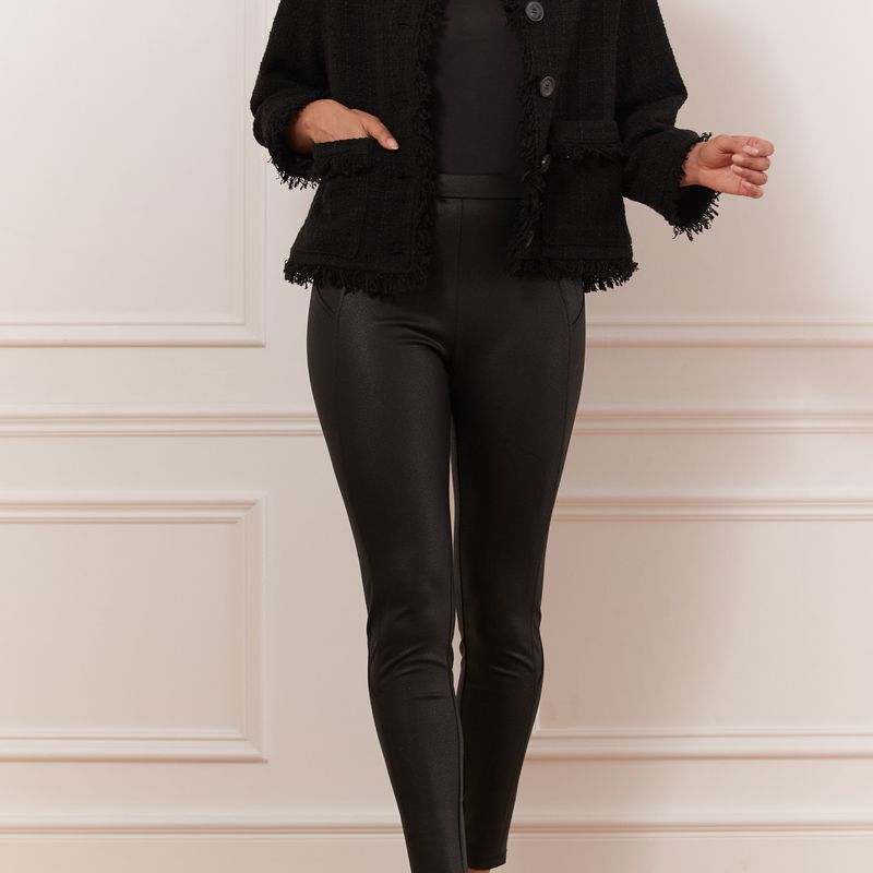Jacket court en Tweed sans col