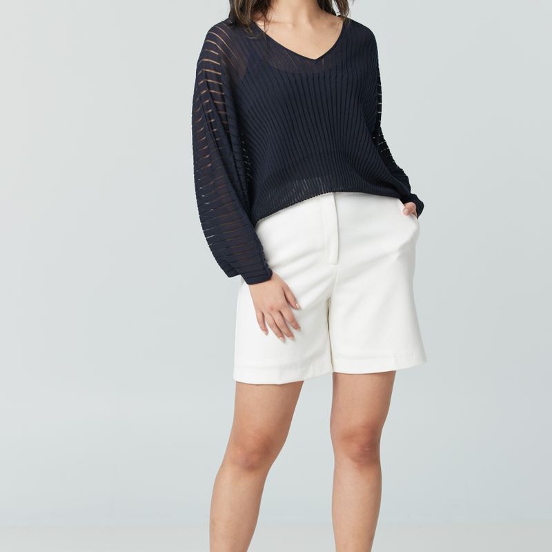V neck top bat wing sleeve