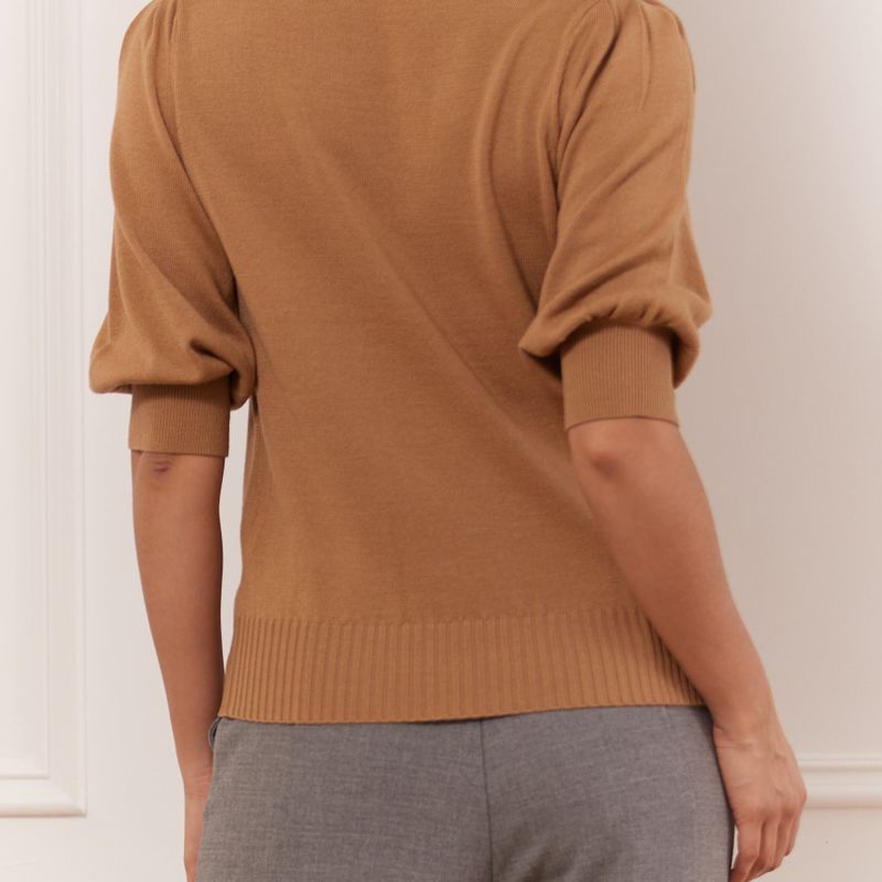 Sweater with gigot sleeve & mock neck